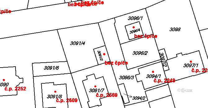 Opava 43804314 na parcele st. 3091/2 v KÚ Opava-Předměstí, Katastrální mapa