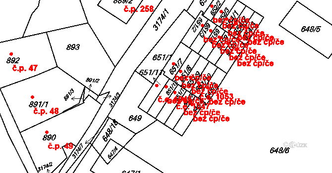 Příbram 44481314 na parcele st. 651/12 v KÚ Příbram, Katastrální mapa