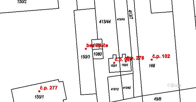 Roudná 48543314 na parcele st. 150/6 v KÚ Roudná nad Lužnicí, Katastrální mapa