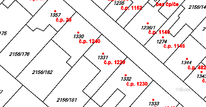 Choceň 1229 na parcele st. 1331 v KÚ Choceň, Katastrální mapa
