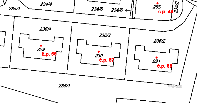 Beroun-Zdejcina 57, Beroun na parcele st. 230 v KÚ Zdejcina, Katastrální mapa