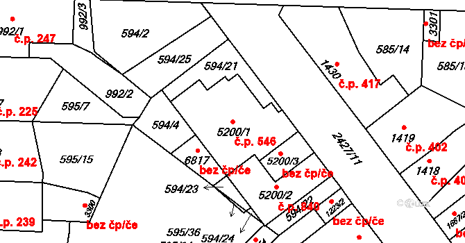 Beroun-Závodí 546, Beroun na parcele st. 5200/1 v KÚ Beroun, Katastrální mapa
