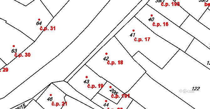Husinec 18 na parcele st. 42 v KÚ Husinec, Katastrální mapa