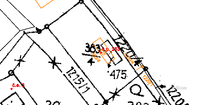 Opatovec 253 na parcele st. 475 v KÚ Opatovec, Katastrální mapa
