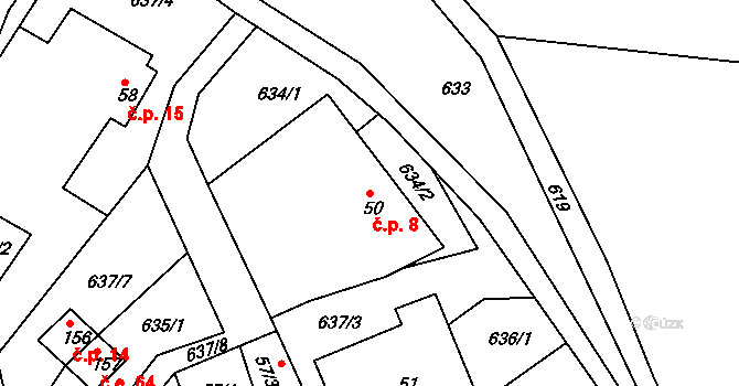 Hojava 8, Lidmaň na parcele st. 50 v KÚ Lidmaň, Katastrální mapa