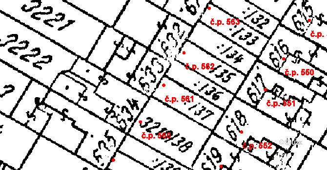 Tvrdonice 561 na parcele st. 633 v KÚ Tvrdonice, Katastrální mapa