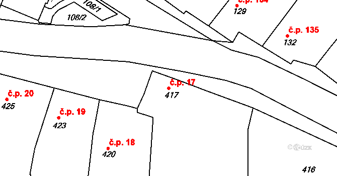 Štítary 17 na parcele st. 417 v KÚ Štítary na Moravě, Katastrální mapa