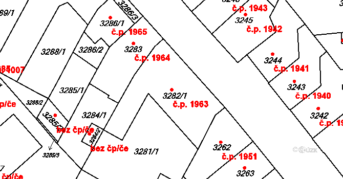 Znojmo 1963 na parcele st. 3282/1 v KÚ Znojmo-město, Katastrální mapa