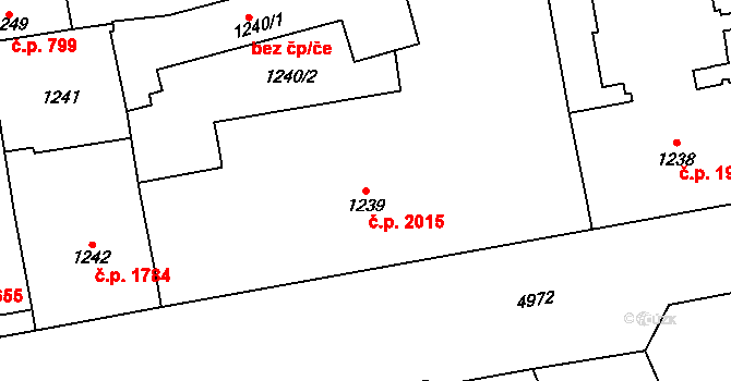 Přerov I-Město 2015, Přerov na parcele st. 1239 v KÚ Přerov, Katastrální mapa