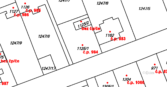 Lipník nad Bečvou I-Město 984, Lipník nad Bečvou na parcele st. 1125/1 v KÚ Lipník nad Bečvou, Katastrální mapa