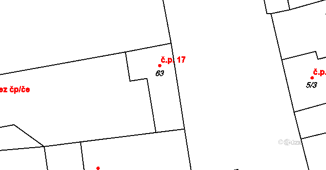 Záblatí 17, Dříteň na parcele st. 63 v KÚ Záblatí, Katastrální mapa