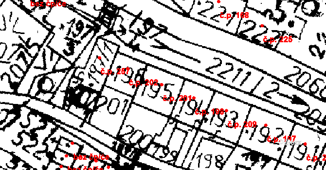 Verneřice 201 na parcele st. 195 v KÚ Verneřice, Katastrální mapa