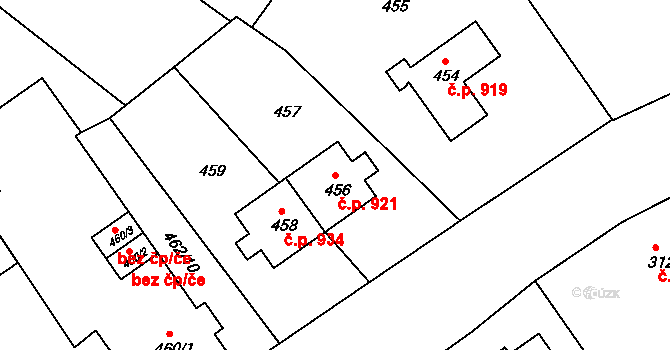 Rýmařov 921 na parcele st. 456 v KÚ Rýmařov, Katastrální mapa