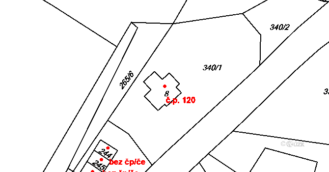 Chotyně 120 na parcele st. 8 v KÚ Chotyně, Katastrální mapa