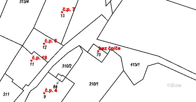 Krhov 149084315 na parcele st. 70 v KÚ Krhov, Katastrální mapa