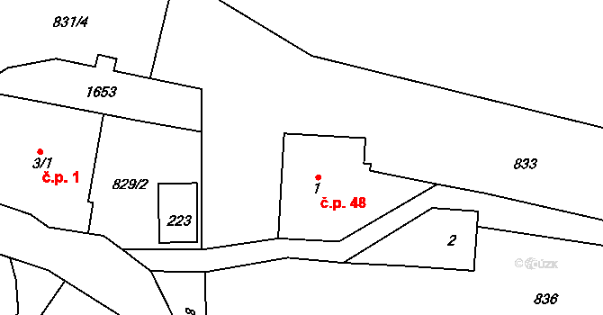 Bítouchov 48, Semily na parcele st. 1 v KÚ Bítouchov u Semil, Katastrální mapa