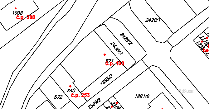 Malá Strana 100, Týn nad Vltavou na parcele st. 571 v KÚ Týn nad Vltavou, Katastrální mapa