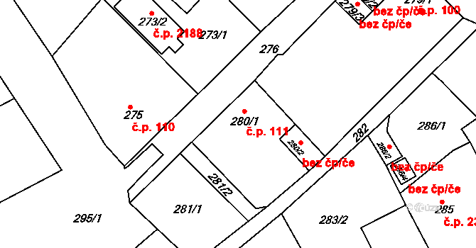 Vítkov 111, Sokolov na parcele st. 280/1 v KÚ Vítkov u Sokolova, Katastrální mapa