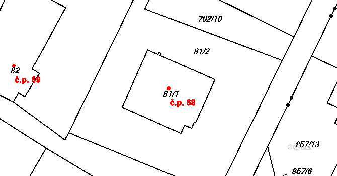 Podhrad 68, Cheb na parcele st. 81/1 v KÚ Podhrad, Katastrální mapa