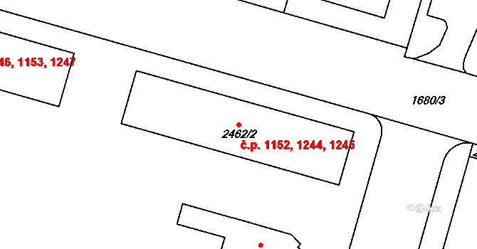 Cheb 1152,1244,1245 na parcele st. 2462/2 v KÚ Cheb, Katastrální mapa