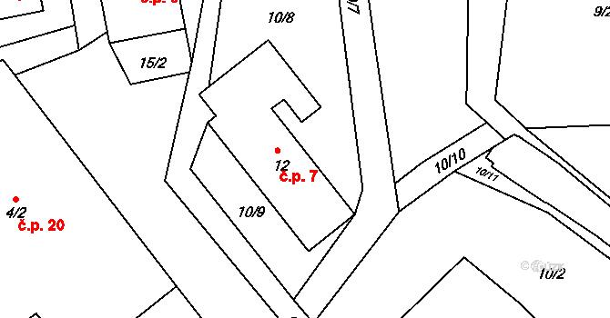 Klášterský Mlýn 7, Rejštejn na parcele st. 12 v KÚ Klášterský Mlýn I, Katastrální mapa
