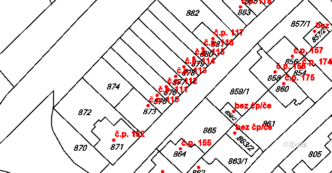 Prosek 112, Praha na parcele st. 876 v KÚ Prosek, Katastrální mapa