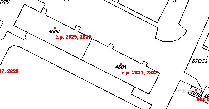 Dvůr Králové nad Labem 2831,2832 na parcele st. 4608 v KÚ Dvůr Králové nad Labem, Katastrální mapa