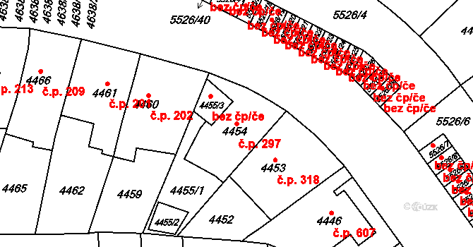 Doudlevce 297, Plzeň na parcele st. 4454 v KÚ Plzeň, Katastrální mapa