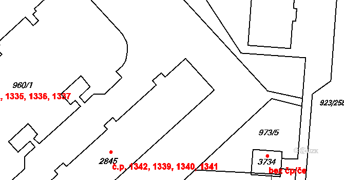 Ústí nad Orlicí 1339,1340,1341,1342 na parcele st. 2845 v KÚ Ústí nad Orlicí, Katastrální mapa