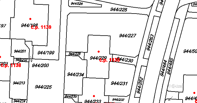 Šumbark 1135, Havířov na parcele st. 944/229 v KÚ Šumbark, Katastrální mapa