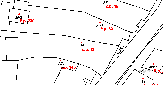 Kozojedy 18 na parcele st. 34 v KÚ Kozojedy u Kostelce nad Černými Lesy, Katastrální mapa