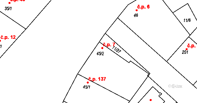 Předměřice nad Jizerou 7 na parcele st. 45/2 v KÚ Předměřice nad Jizerou, Katastrální mapa