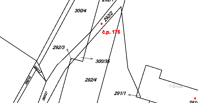 Protivanov 175 na parcele st. 292/4 v KÚ Protivanov, Katastrální mapa