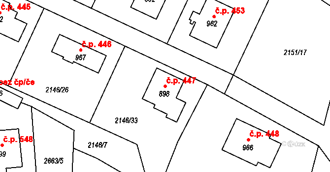 Skalice u České Lípy 447 na parcele st. 898 v KÚ Skalice u České Lípy, Katastrální mapa