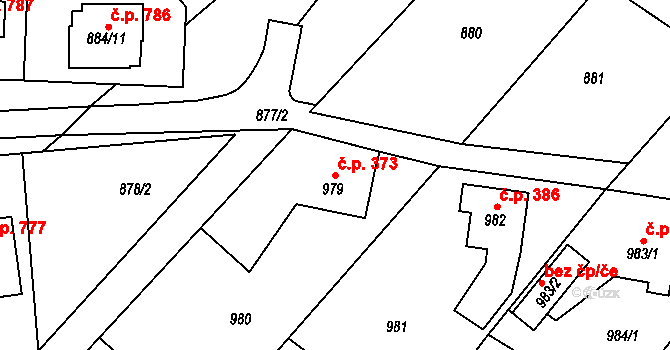 Kluč 373, Habartov na parcele st. 979 v KÚ Habartov, Katastrální mapa