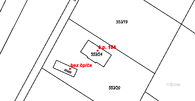 Prstná 154, Petrovice u Karviné na parcele st. 553/24 v KÚ Prstná, Katastrální mapa