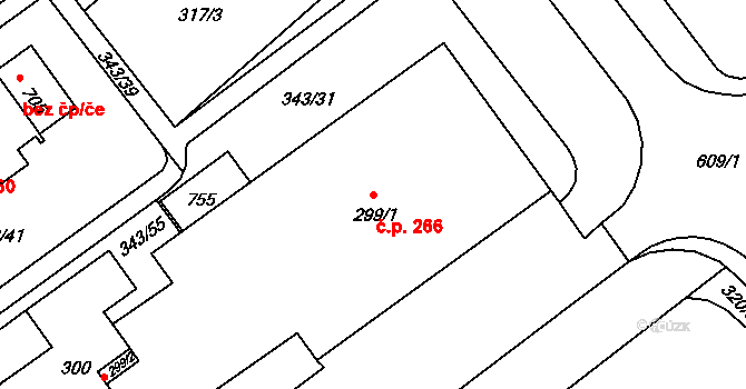 Přední Ptákovice 266, Strakonice na parcele st. 299/1 v KÚ Přední Ptákovice, Katastrální mapa