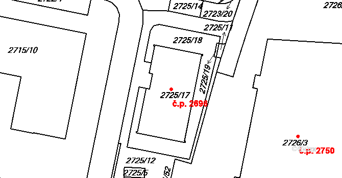 Dejvice 2696, Praha na parcele st. 2725/17 v KÚ Dejvice, Katastrální mapa