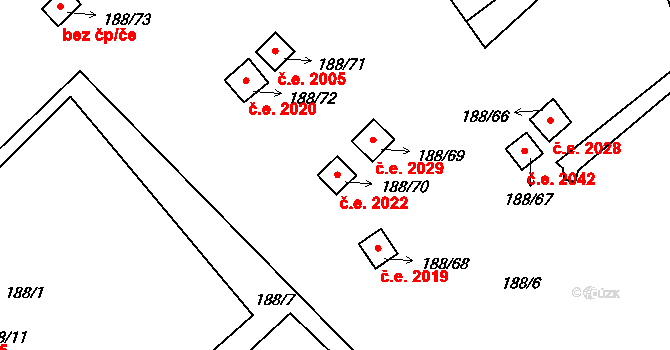Sobědruhy 2022, Teplice na parcele st. 188/70 v KÚ Sobědruhy, Katastrální mapa