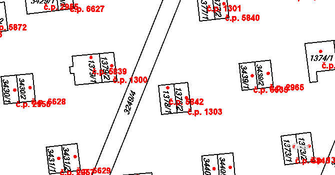 Zlín 5842 na parcele st. 1378/1 v KÚ Zlín, Katastrální mapa