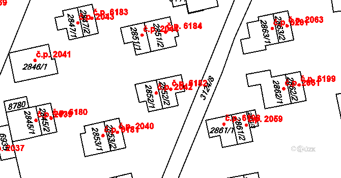 Zlín 6182 na parcele st. 2852/2 v KÚ Zlín, Katastrální mapa