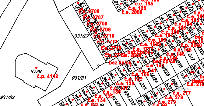 Hodonín 2713 na parcele st. 8272 v KÚ Hodonín, Katastrální mapa