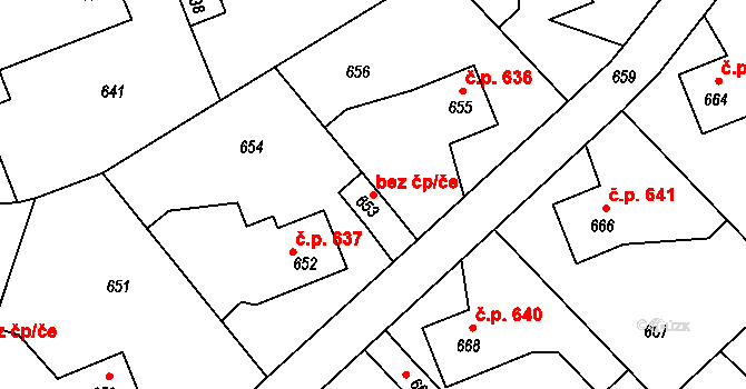 Libušín 38600315 na parcele st. 653 v KÚ Libušín, Katastrální mapa