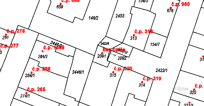 Rosice 39149315 na parcele st. 2091 v KÚ Rosice u Brna, Katastrální mapa
