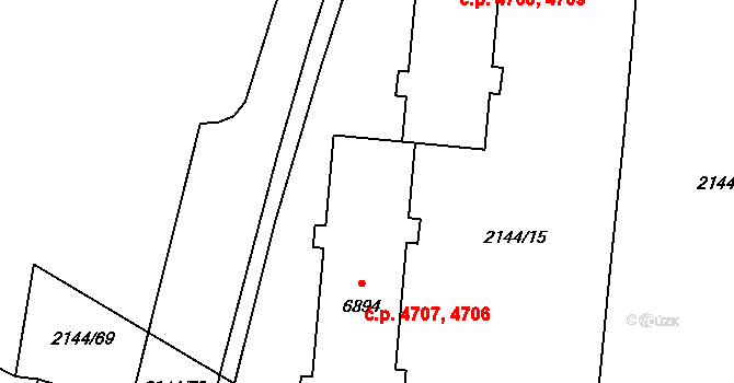 Zlín 4706,4707 na parcele st. 6894 v KÚ Zlín, Katastrální mapa