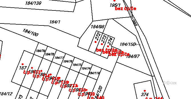 Únětice 44860315 na parcele st. 274 v KÚ Únětice u Prahy, Katastrální mapa