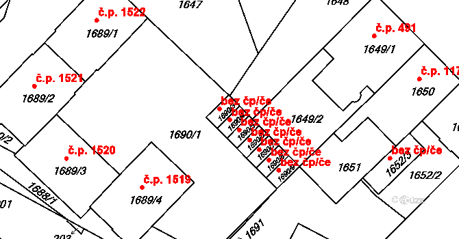 Praha 46723315 na parcele st. 1690/4 v KÚ Nusle, Katastrální mapa