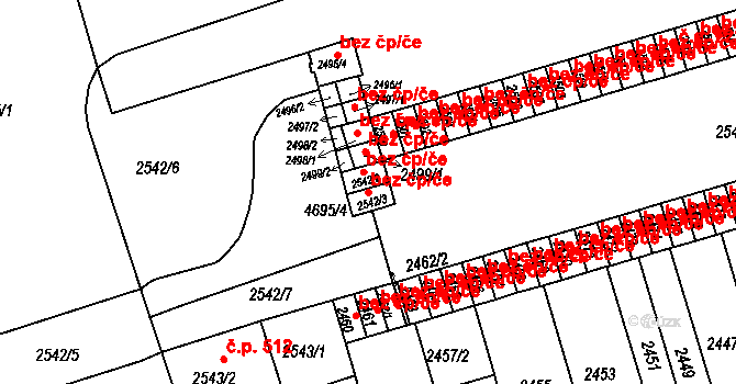 Brno 48314315 na parcele st. 2542/3 v KÚ Královo Pole, Katastrální mapa