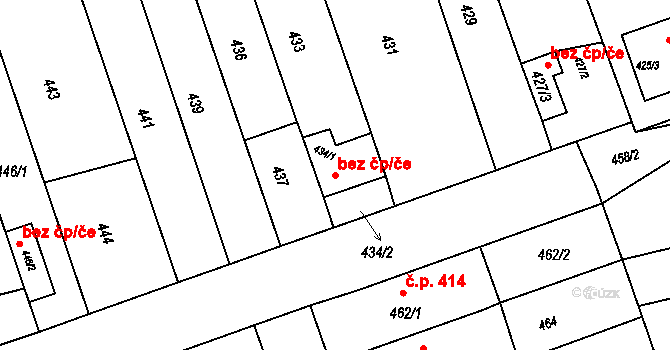 Žabčice 48592315 na parcele st. 434/1 v KÚ Žabčice, Katastrální mapa