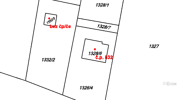 Skřečoň 832, Bohumín na parcele st. 1328/6 v KÚ Skřečoň, Katastrální mapa
